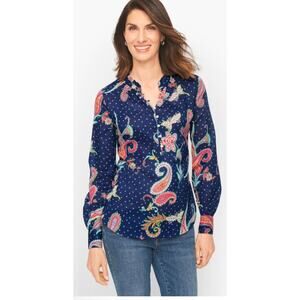 0634 Talbots 3XL Top QBAND COLLAR POPOVER - TWINKLE PAISLEY